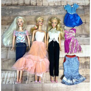 Vintage Lot Of 3 Barbie Dolls With Outfits & Accessories